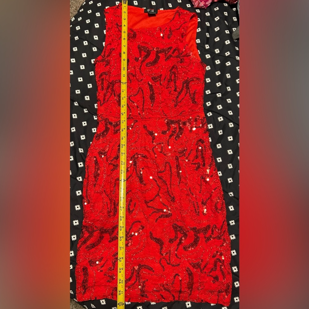 Lily & Lola Sleeveless Red Dress w/ sequins- size s - Picture 3 of 8